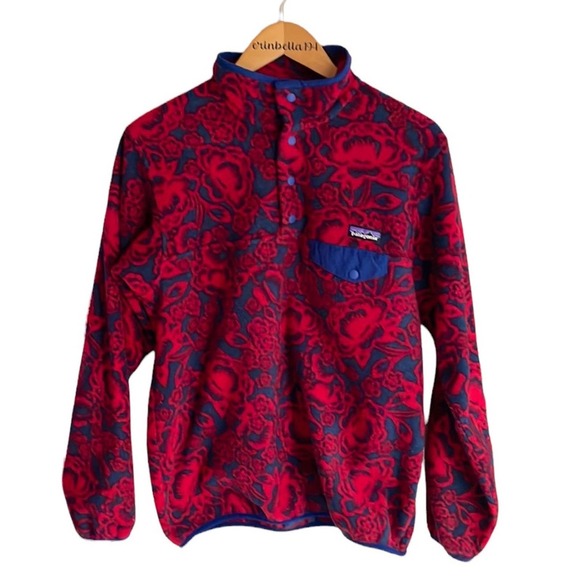 Patagonia Jackets & Blazers - Patagonia Synchilla Snap T Lotus Flower Pullover in Barceloneta Red